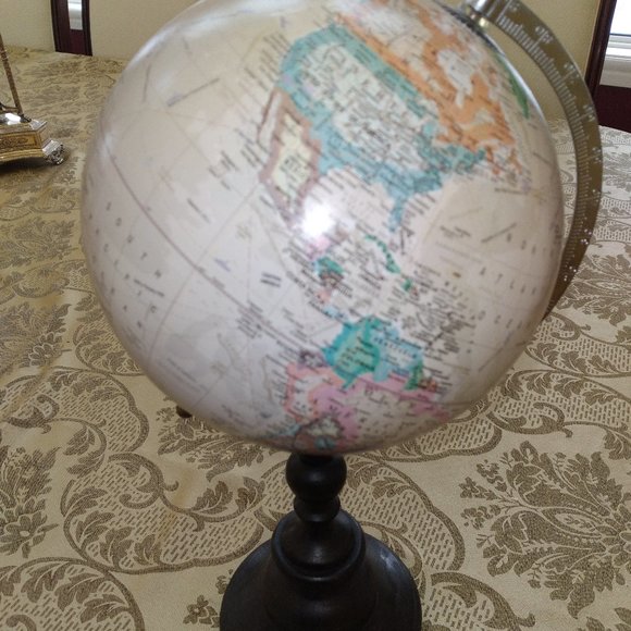 World Time Desk Top World Globe With Wood Stand - Picture 1 of 5